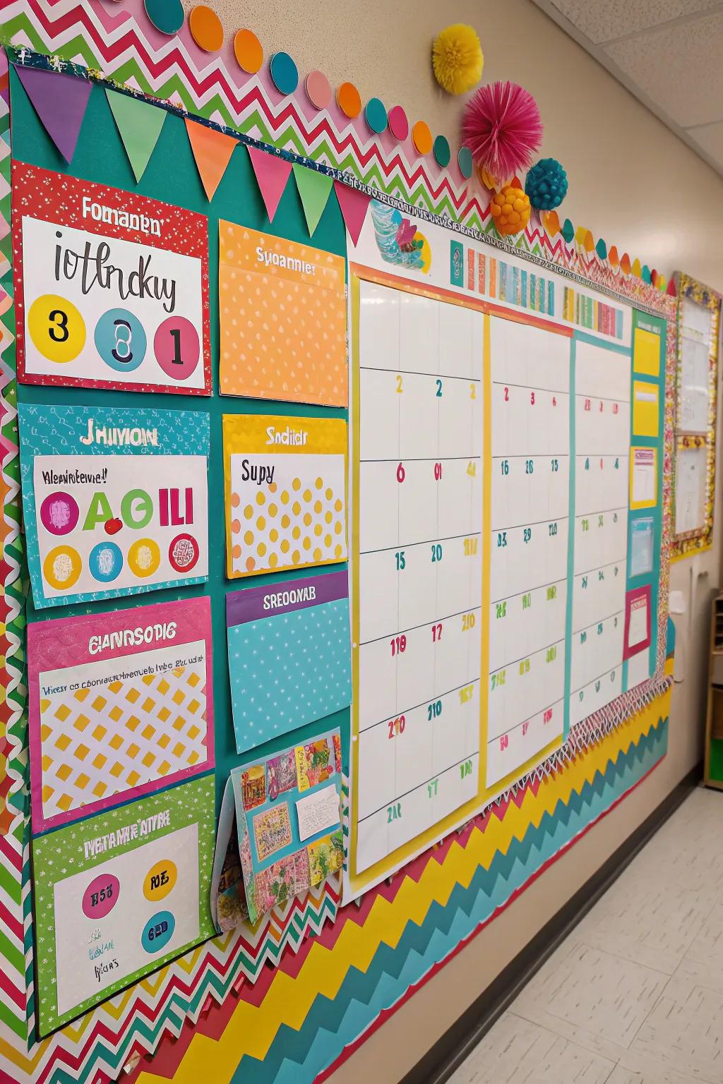 Funky-patterned birthday board for an energetic vibe.