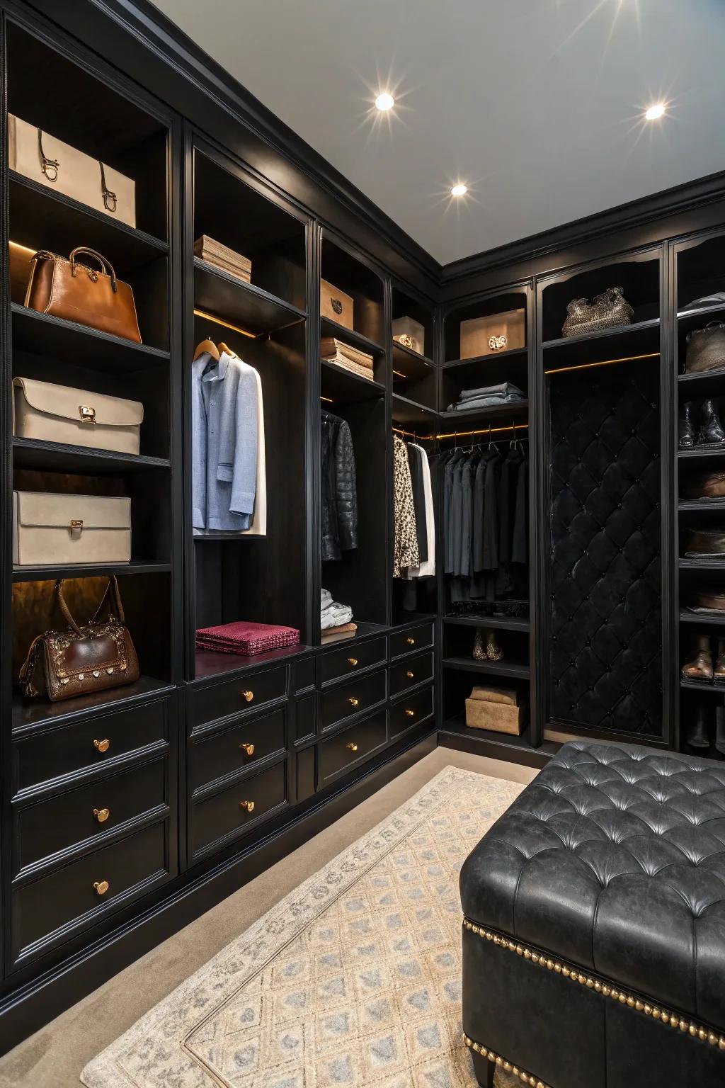 Textures and weaves infuse depth and interest into the closet blueprint.