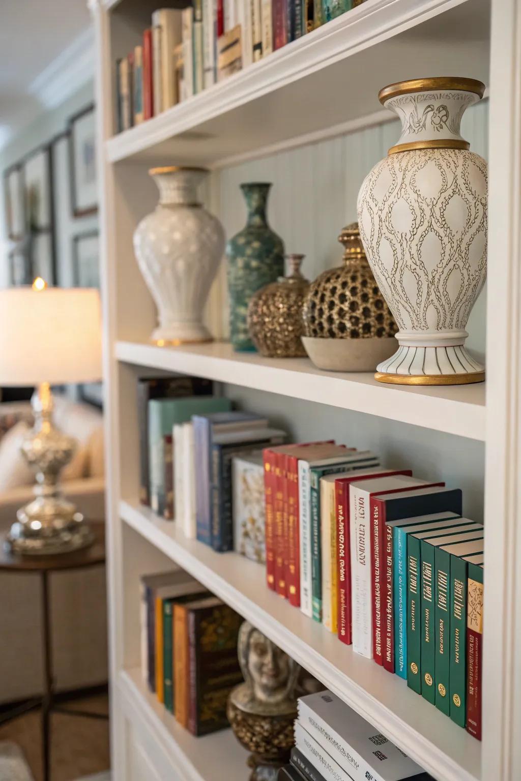 Eclectic book displays inject style and intellect.