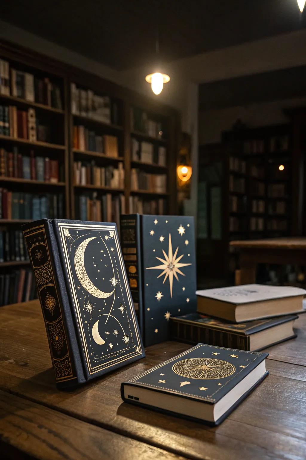 Mystical book covers add an enchanting touch to your decor.