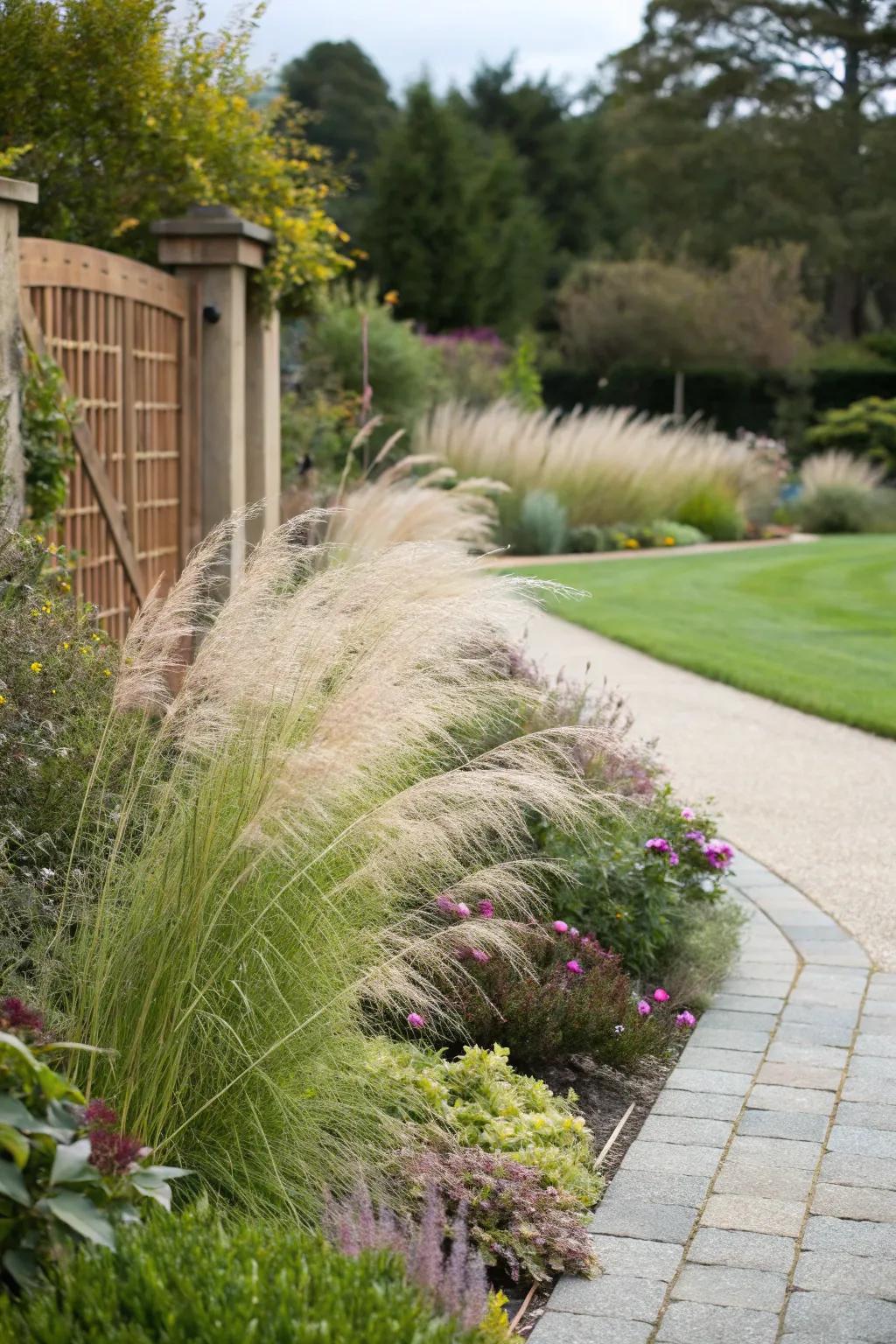 Sunset Cloud Grass introduces vibrant tropical charm to the garden.