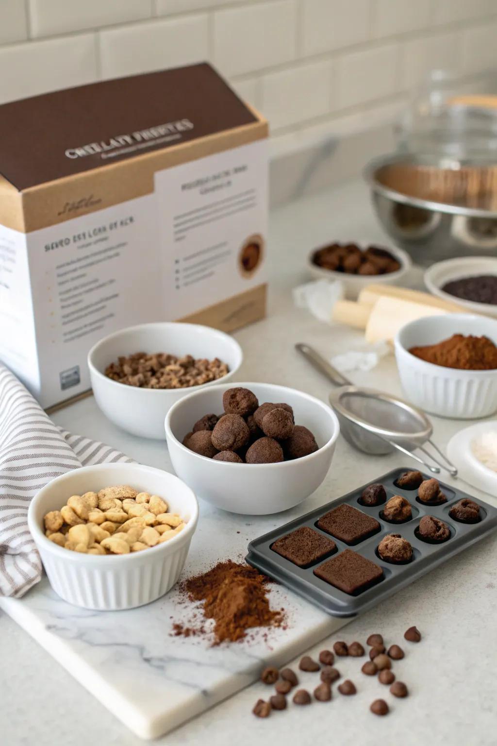 Cacao bite kits for a sweet and creative indulgence.