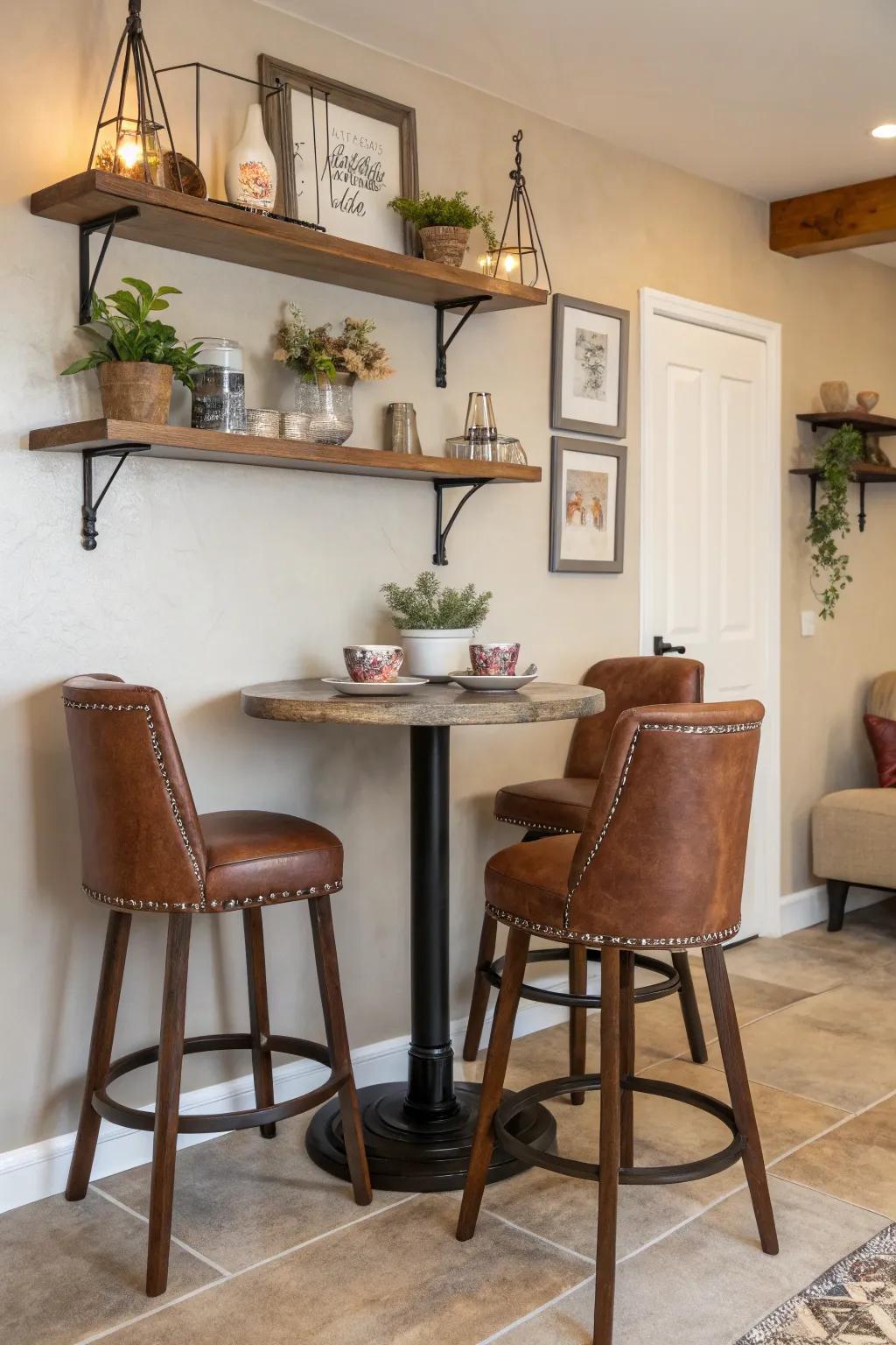 Timber seating fashion a welcoming kitchen nook.