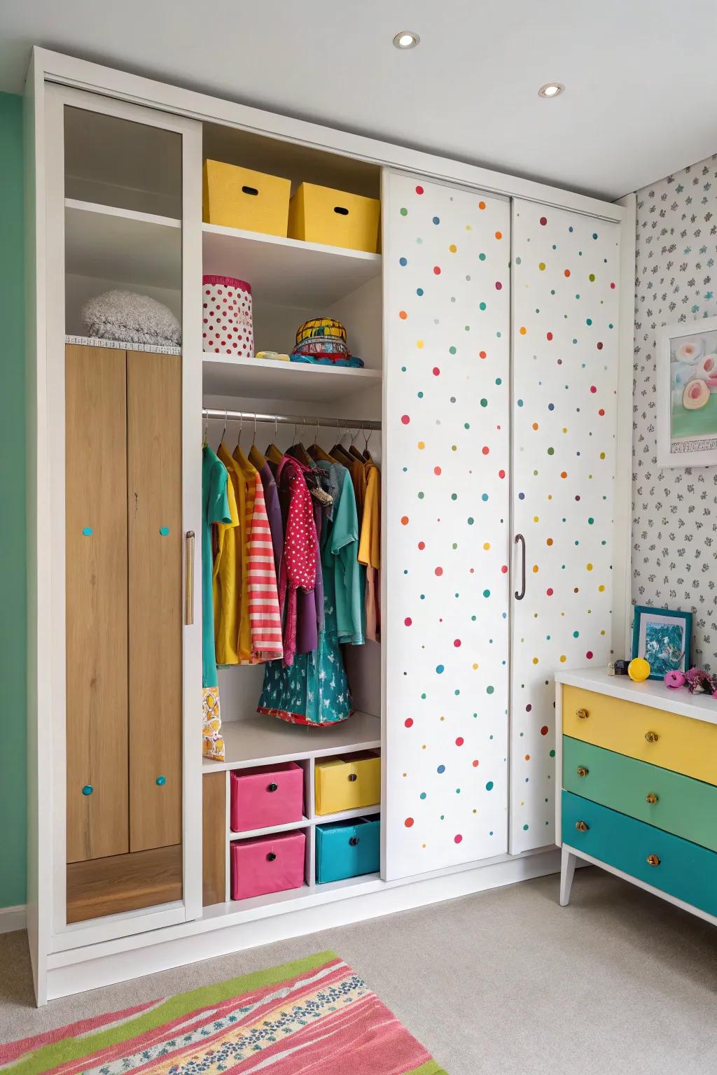 Colorful insides bring a cheerful twist to wardrobe design.