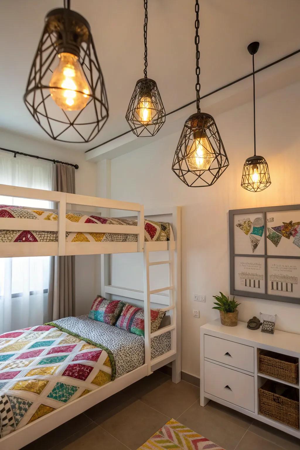 Hanging lamps offer a modern and chic accent.