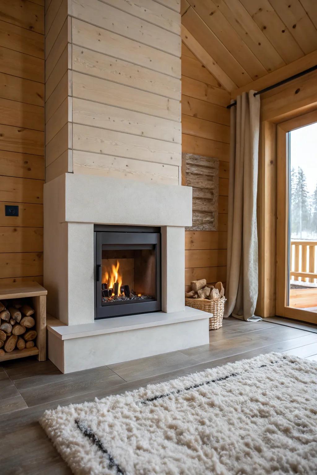 Sleek and stylish warming unit in a cabin