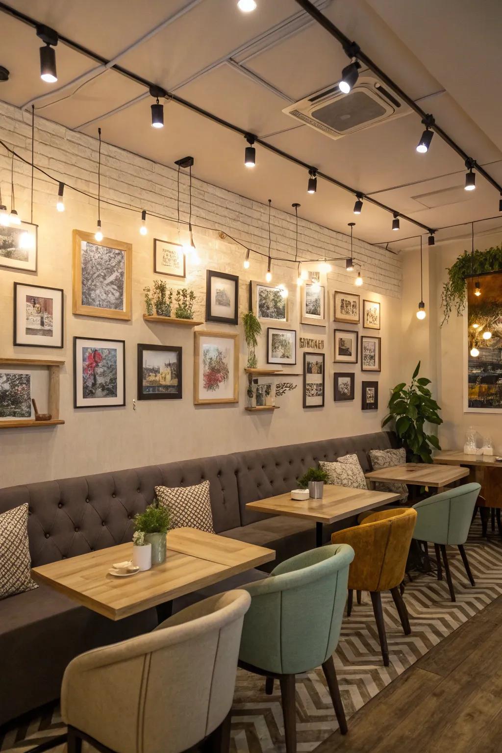 A personal showcase surface contributes character and conversation to your home cafe.