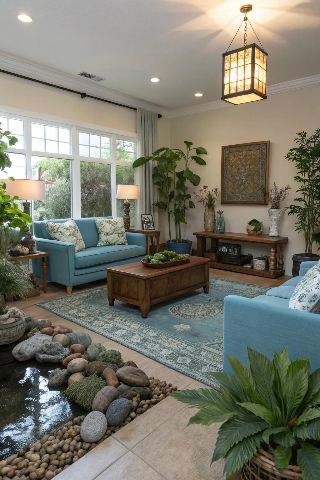 A room designed with Feng Shui tenets for balance.