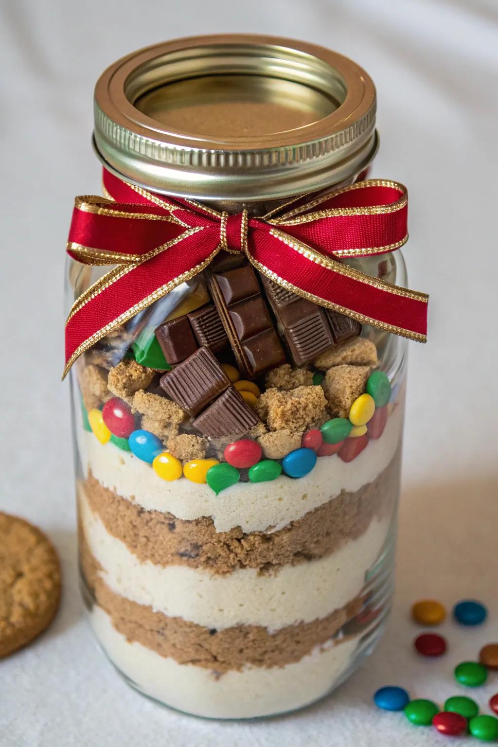 Biscuit mix containers with sweets for a delectable DIY gift.