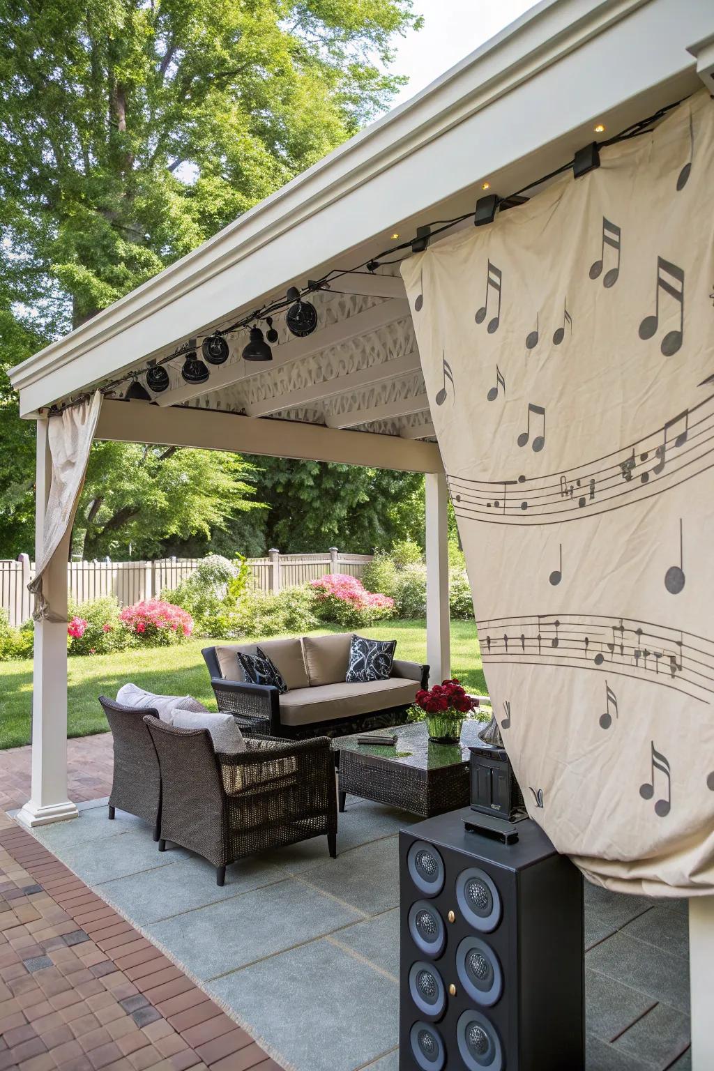 In-built speakers create a lively atmosphere under canvas wraps.
