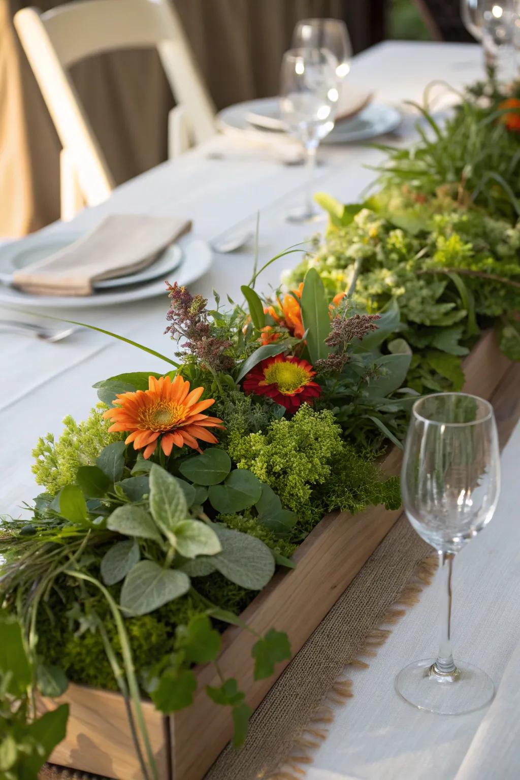 Inventive table cover as a bold centerpiece.