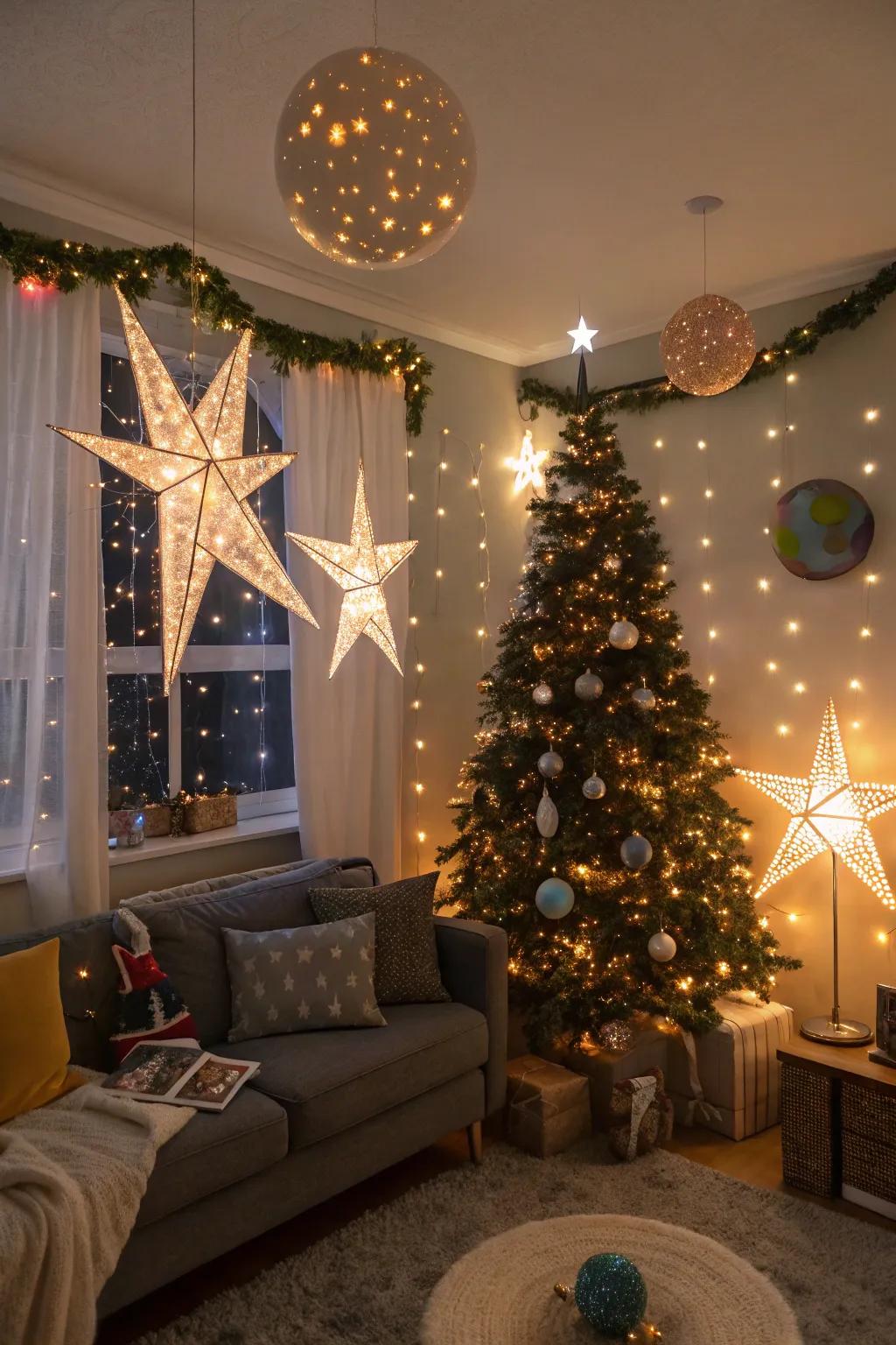 Astral festivities filled with mystical holiday decorations.