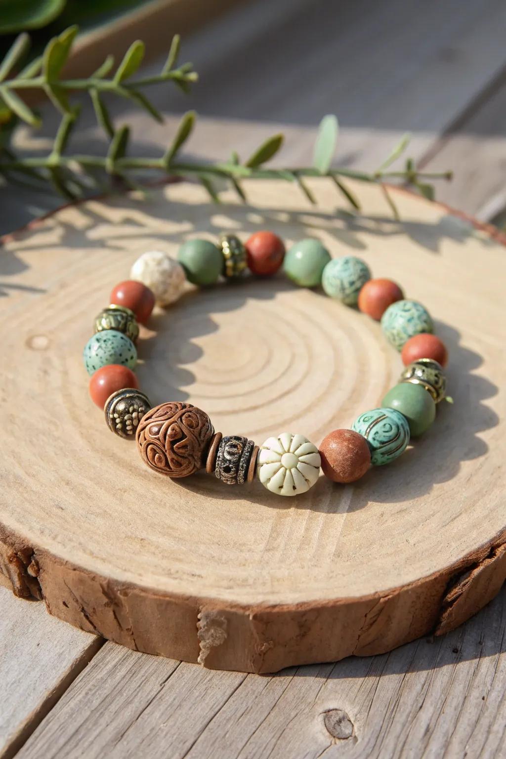 Embrace nostalgia with classic charm in every bead. #VintageVibes #ClayBeadBracelets