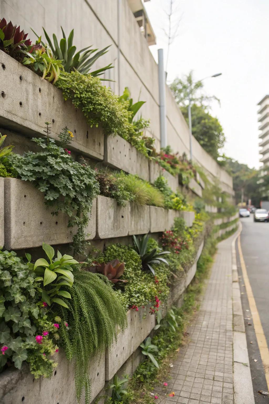 Upright garden structures maximize zone and greenery.