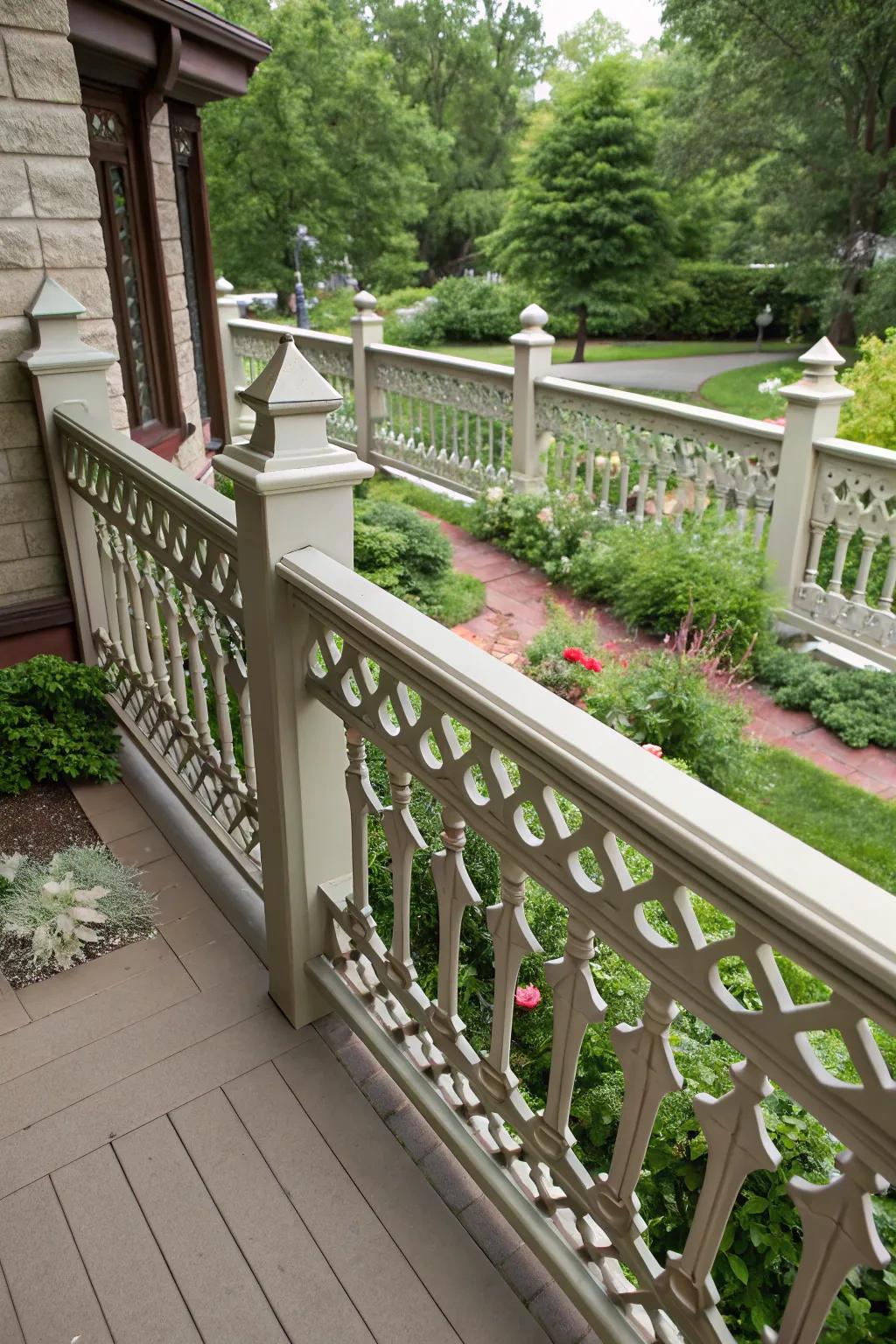Unique plank layouts add character to Craftsman railings.