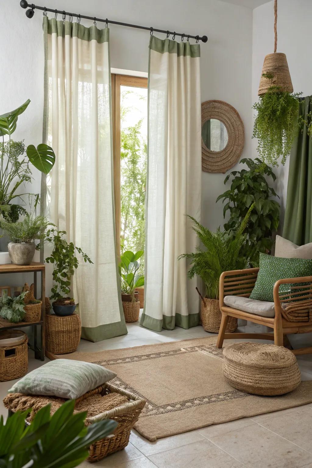 Eco-friendly textiles bring natural beauty to drape designs.