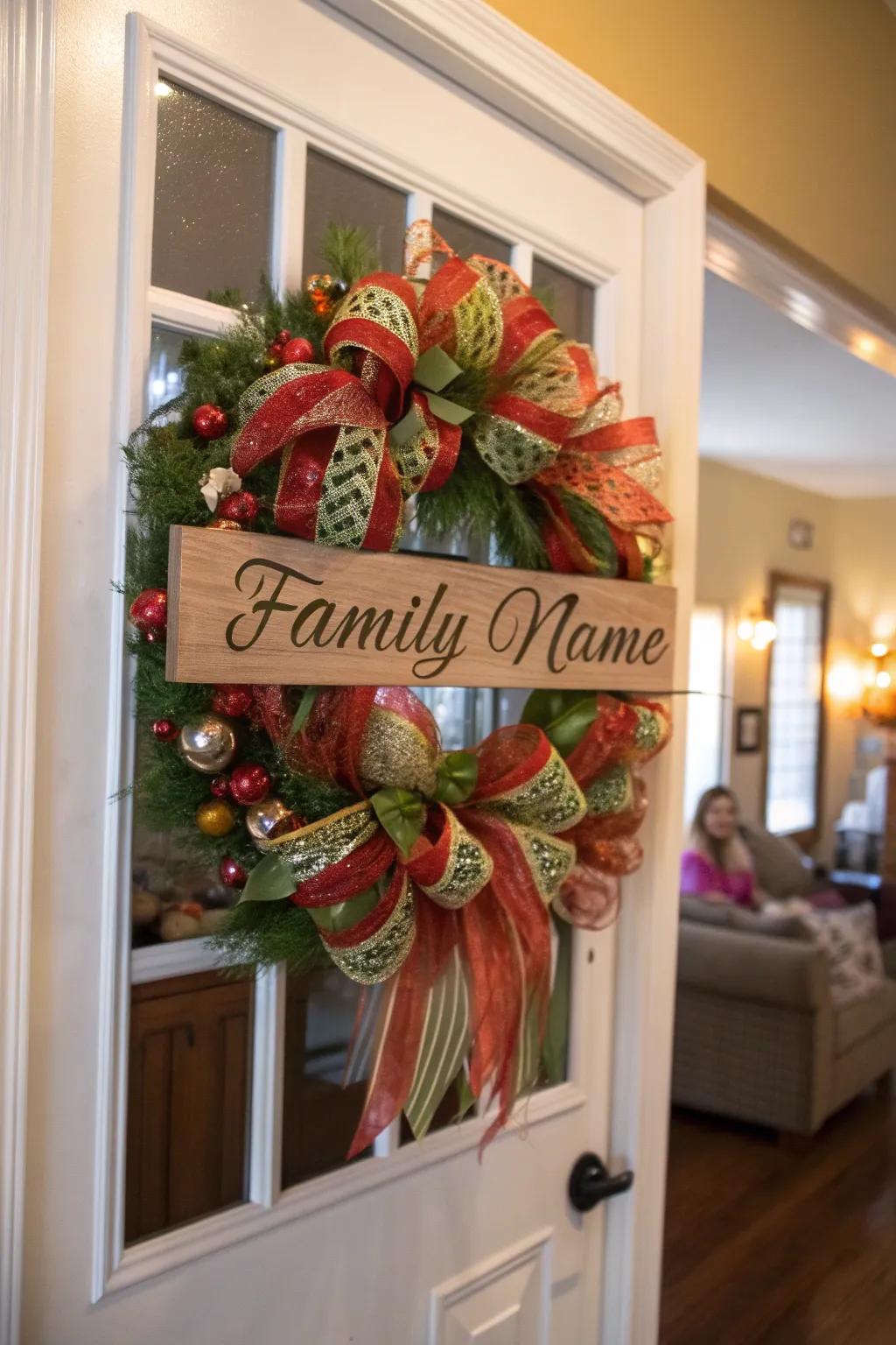 A monogram adds a personal touch to this festive fall wreath.