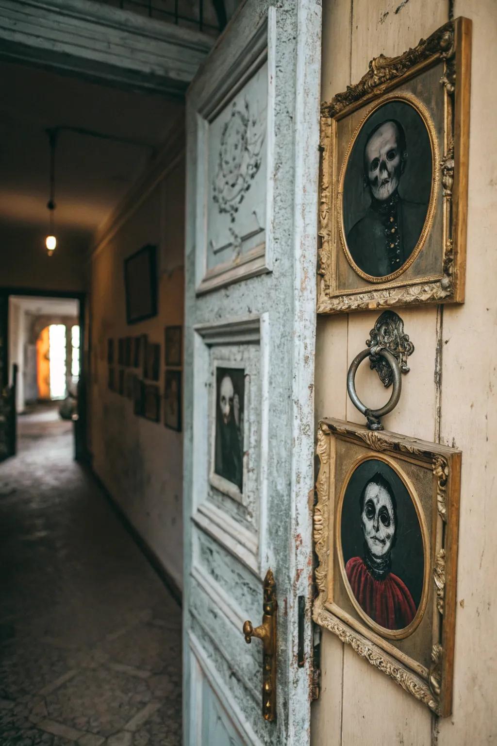 A haunted portrait gallery introduces a chilling All Hallow's Eve touch.