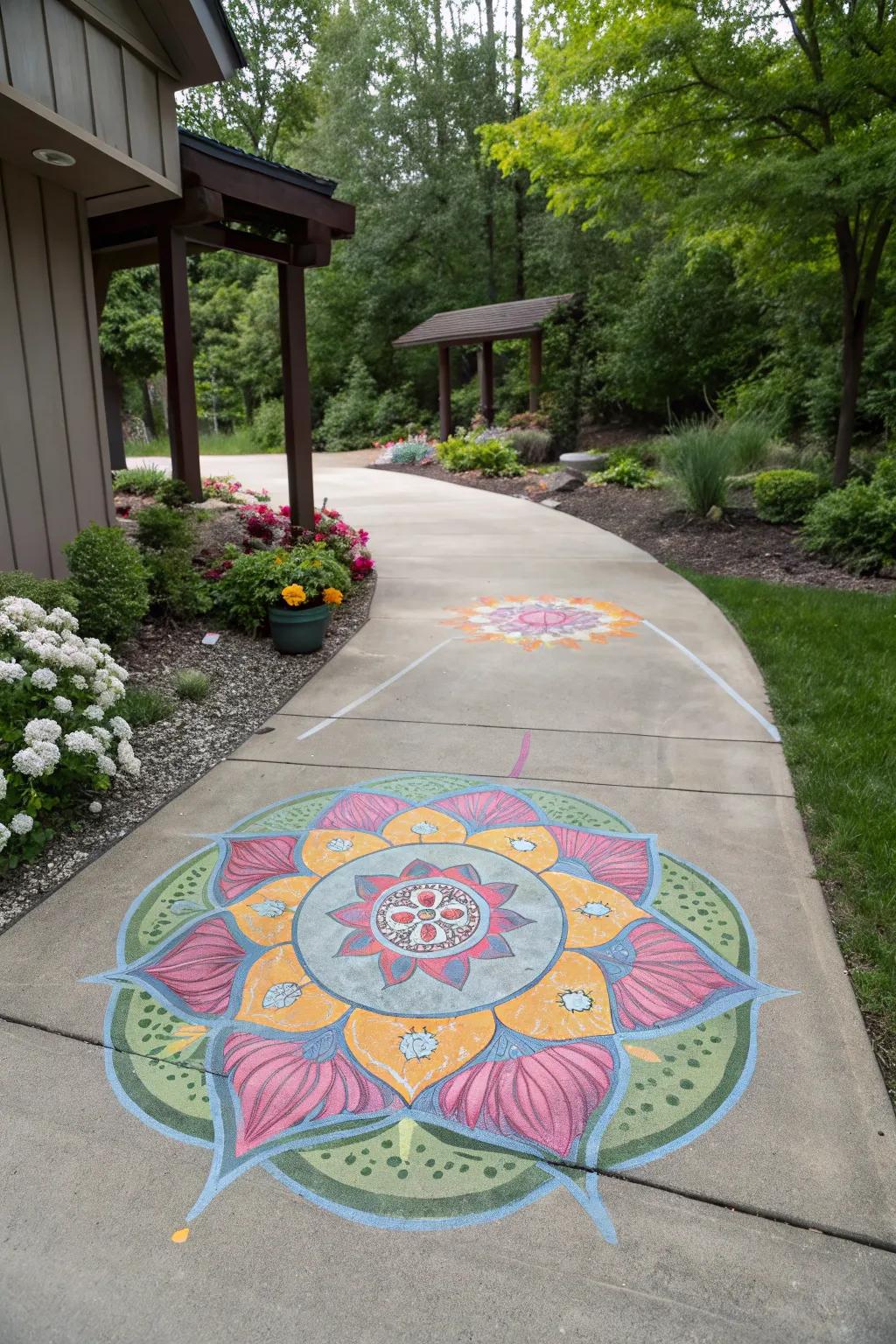Painted designs can transmute your driveway into an artistic masterpiece.