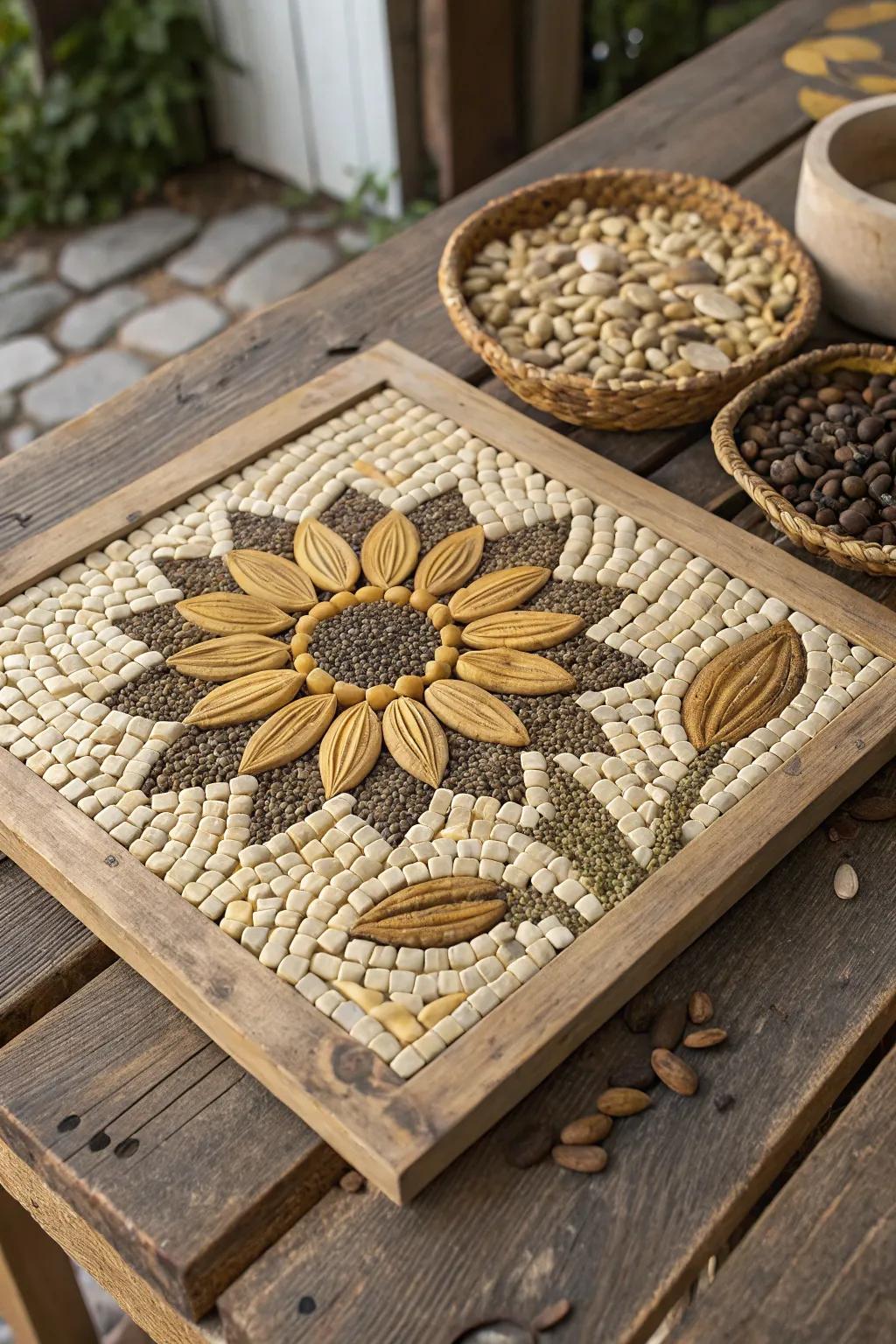 Heliacanthous grain mosaic for a natural sensation.