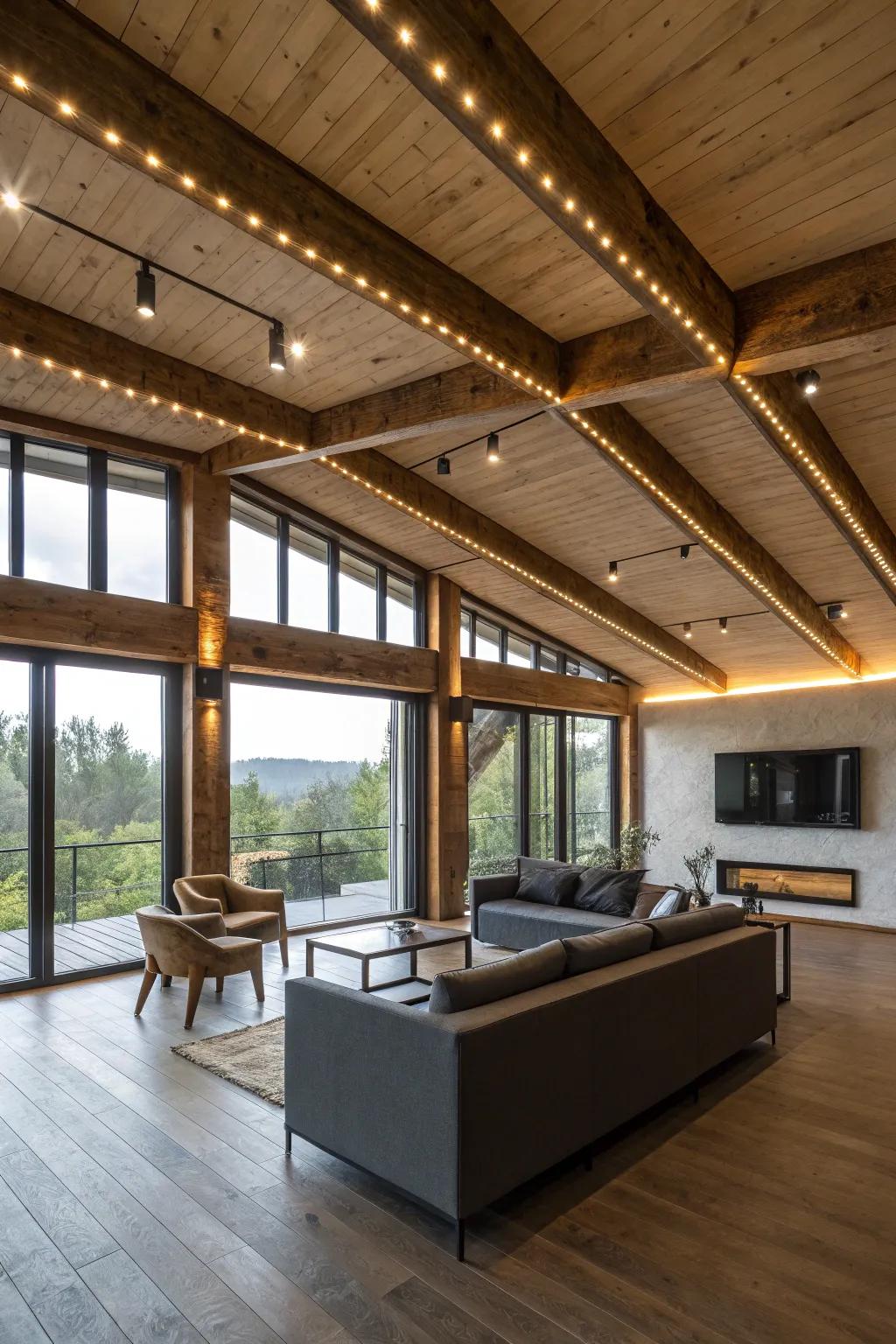 Eco-friendly glow with LED strips for a modern touch.