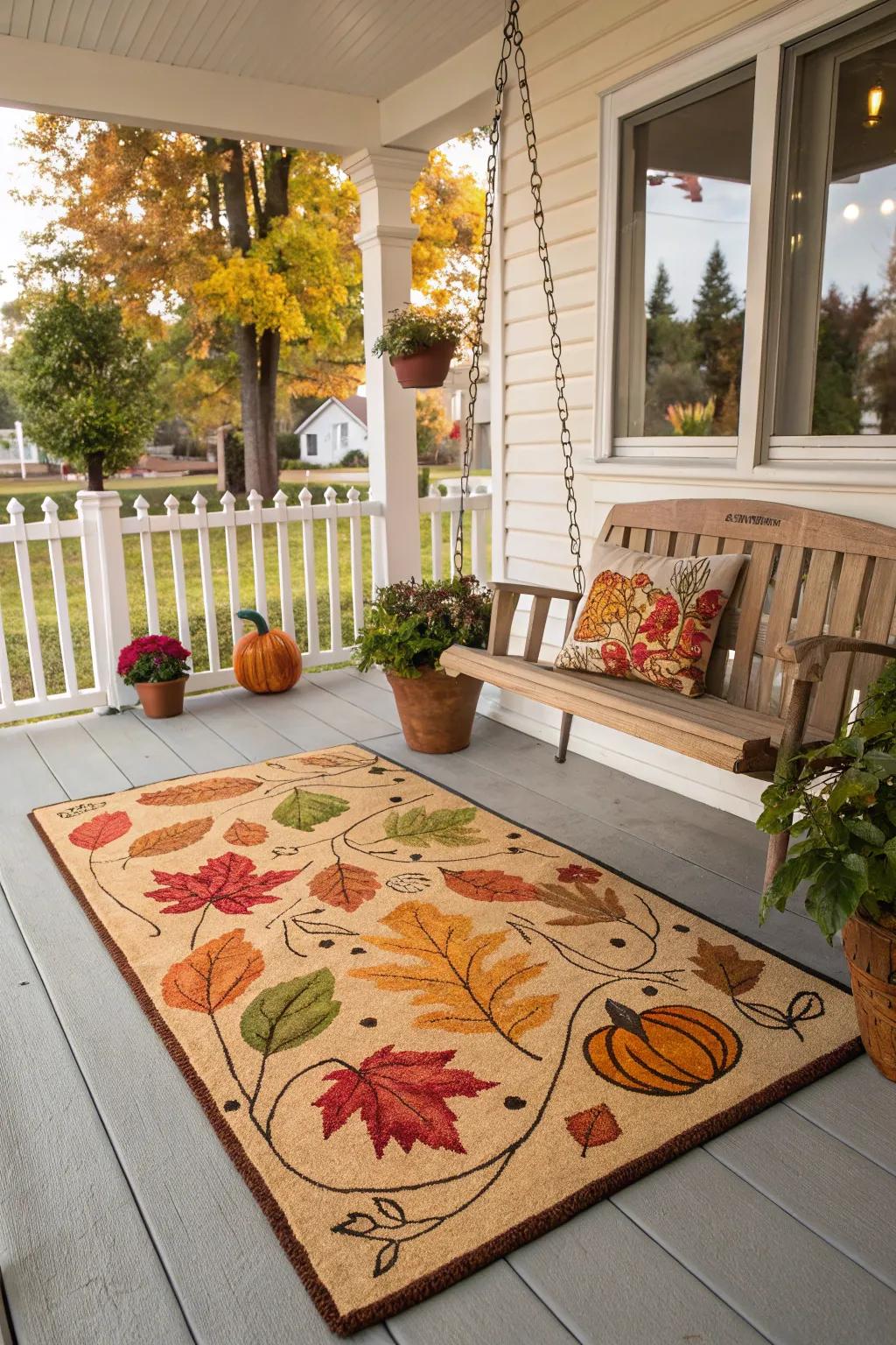 Whimsical front mat adding playful charm to the entrance.