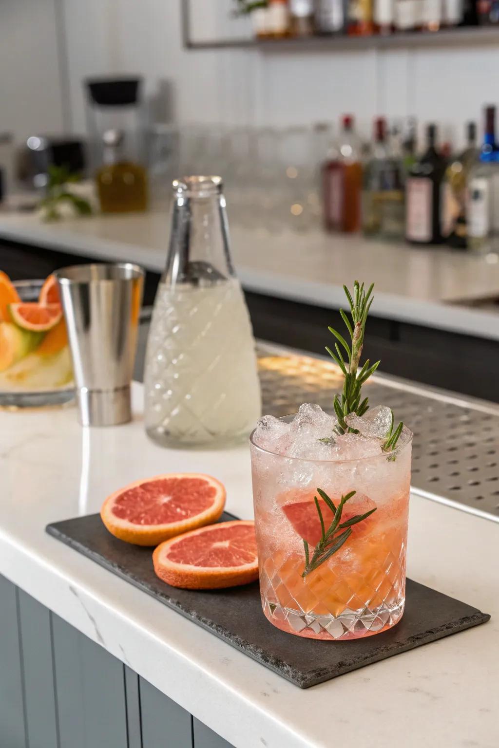 Ruby citrus and forest spice ice for a refreshing fusion.