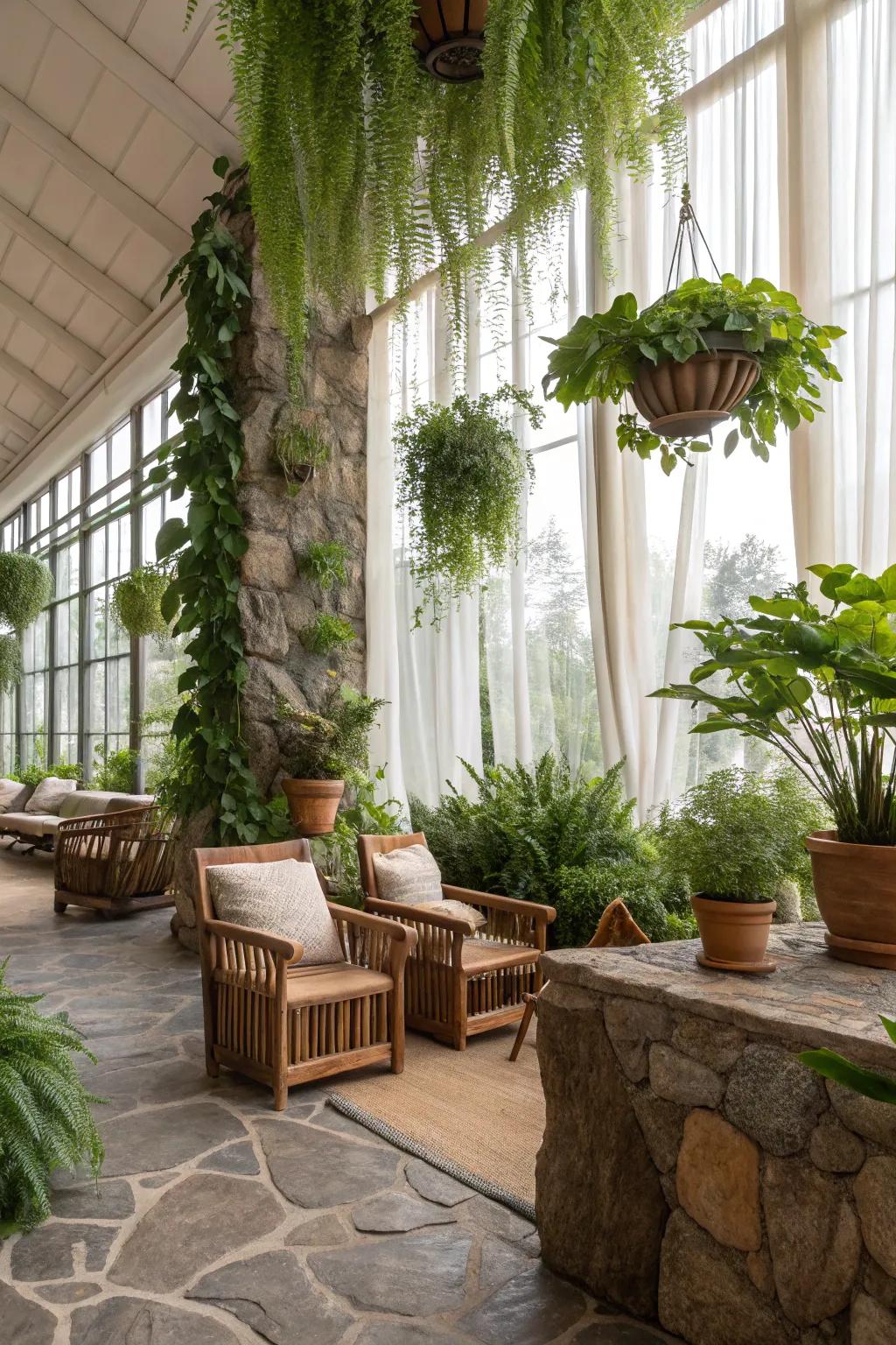 A renewing, calming environment is created through natural designs.
