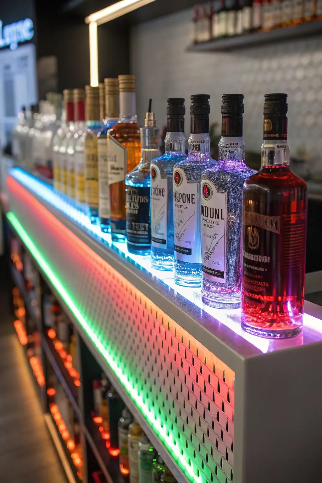 Illuminate your bar with an LED bottle display unit.