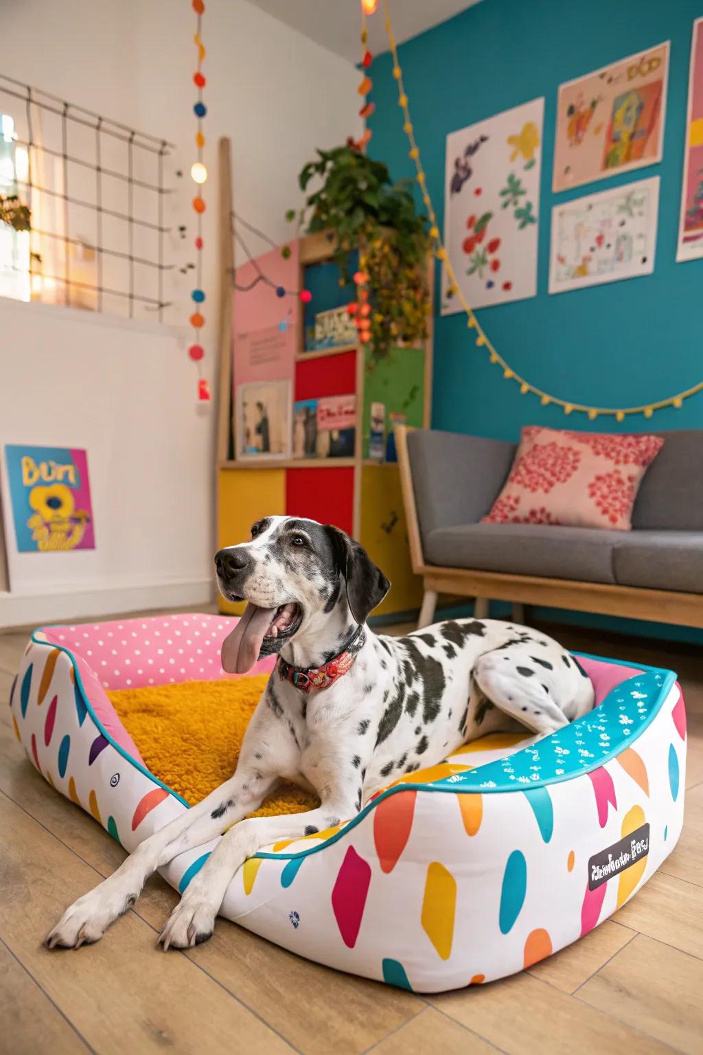 Themed beds offer a playful and personalized space for your Great Dane, making their bed a fun extension of your home's style.