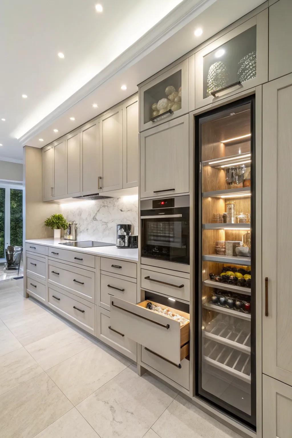 Bespoke integrated storage enhancing kitchen functionality
