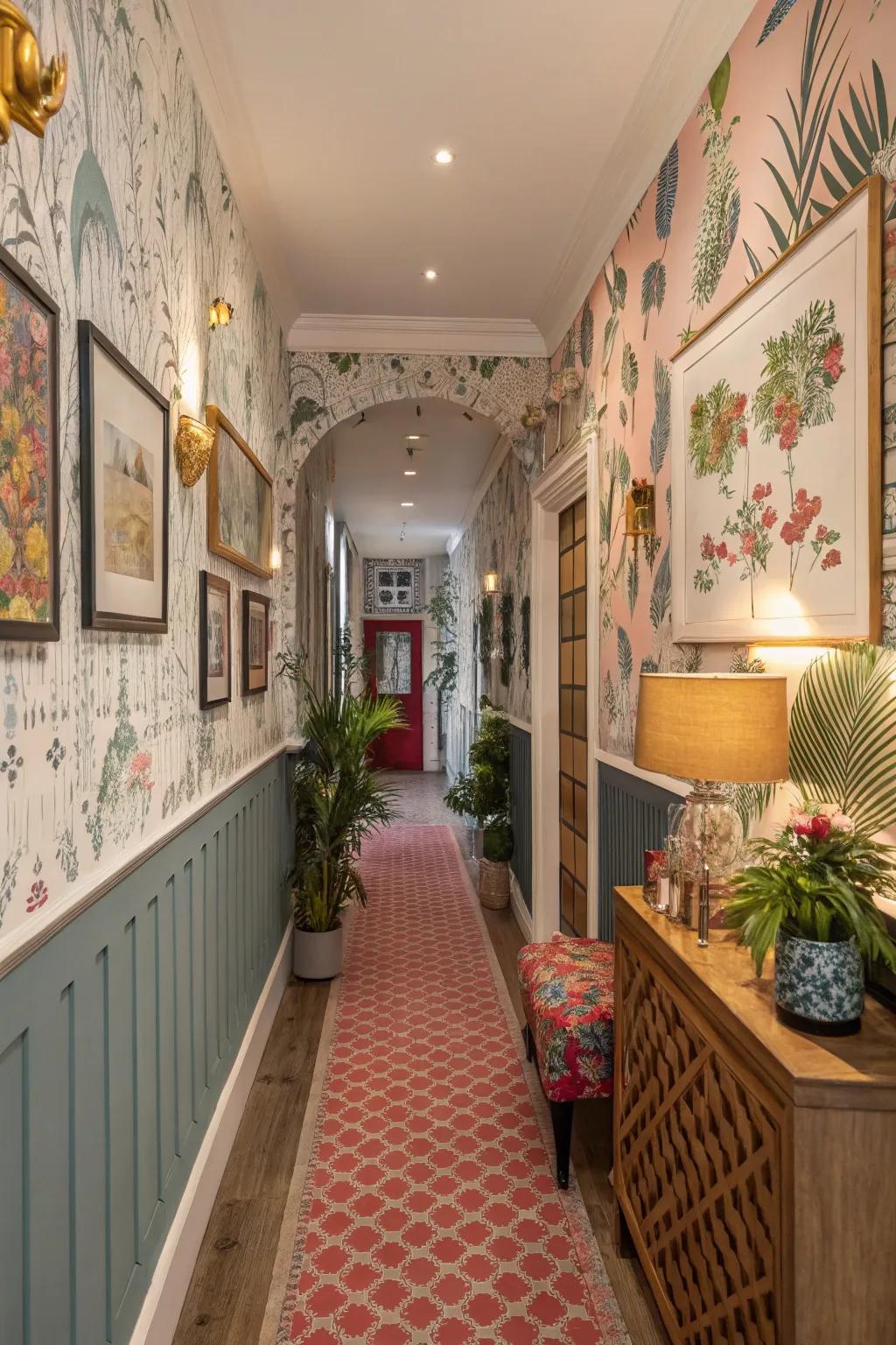 A corridor that celebrates diversity with an eclectic paper mix.