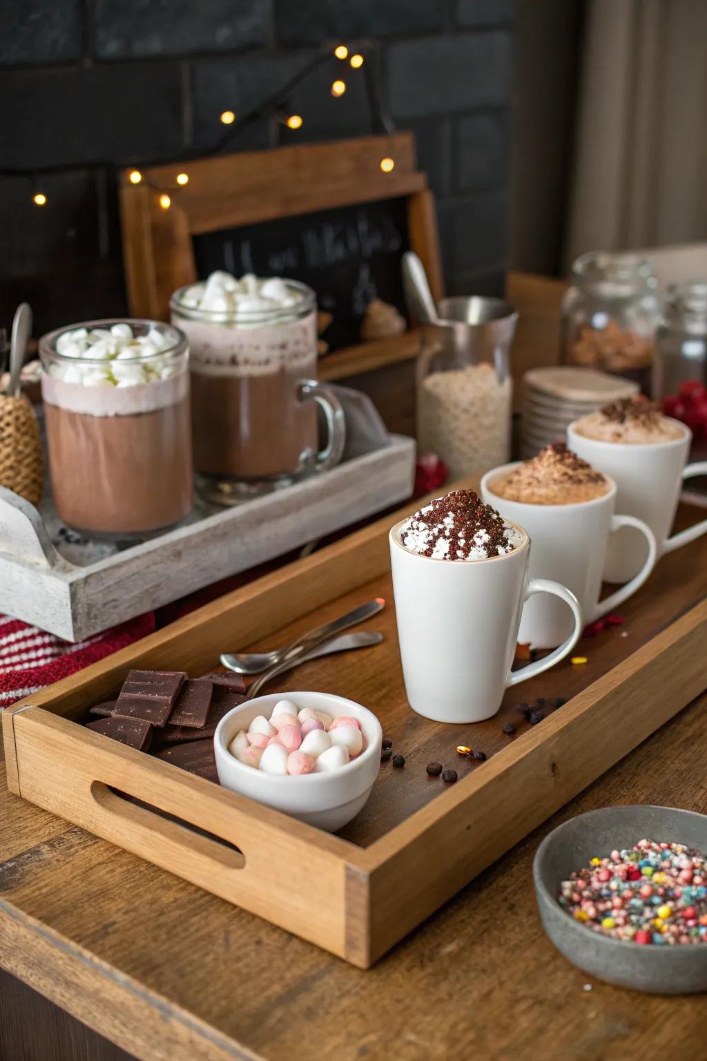 A consoling heated chocolate bar for snug get-togethers.
