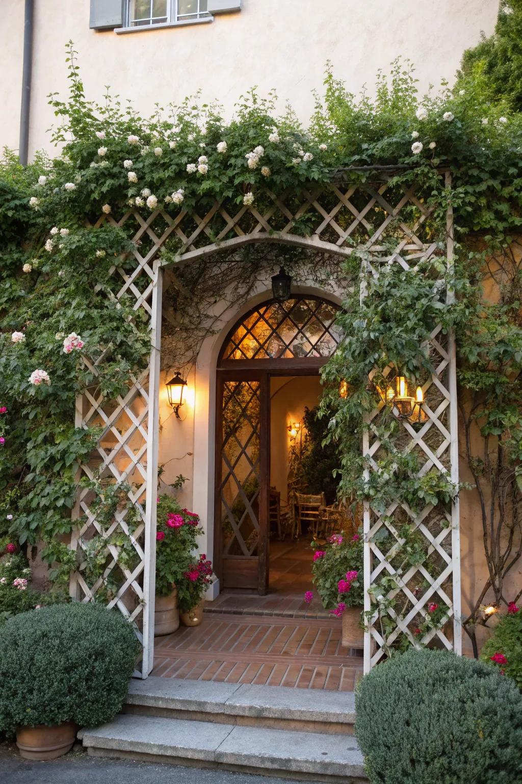 Support frame and weave that surround your entrance with natural beauty.