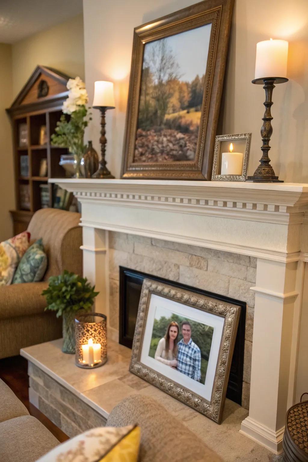 A framed photo personalizing and warming up the space.