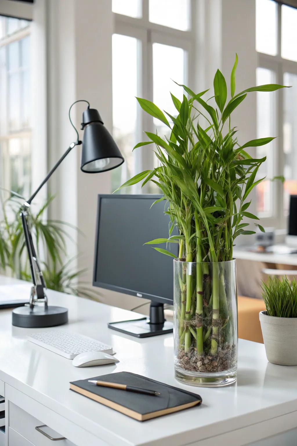 Lucky Branch radiating positive vibes in the home office.