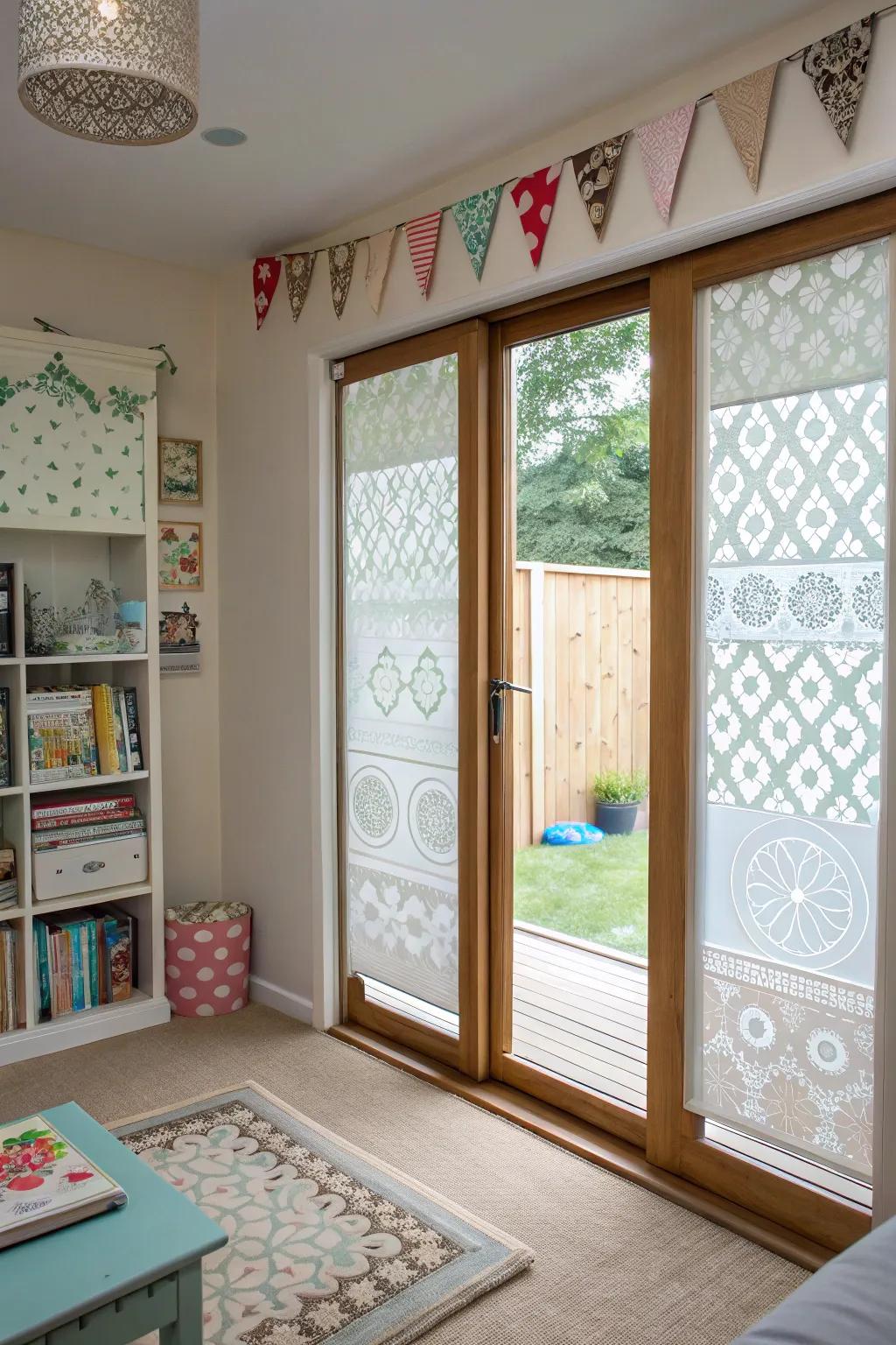 Decorative window film adds creativity and privacy.