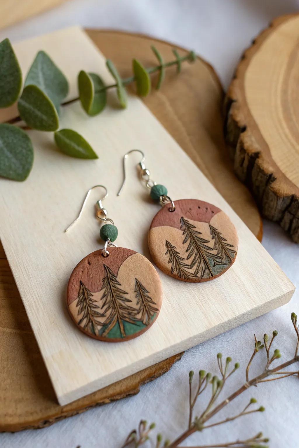 With these handcrafted clay earrings, you may embrace nature and add a hint of the forest to your look.