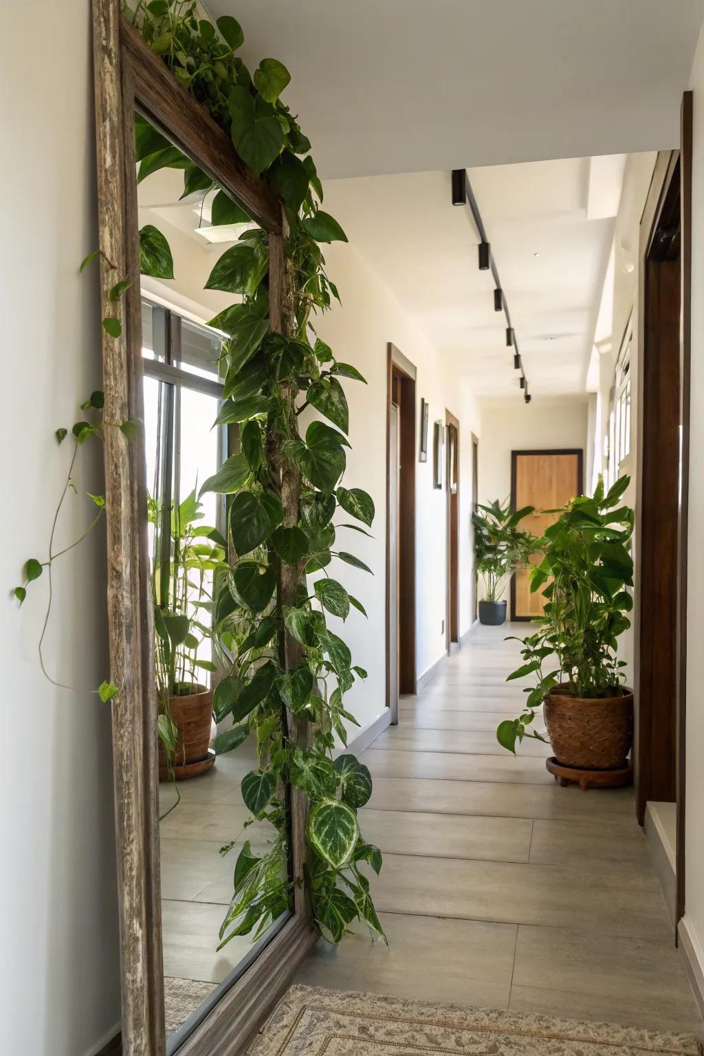 Double the greenery with mirrored pothos.