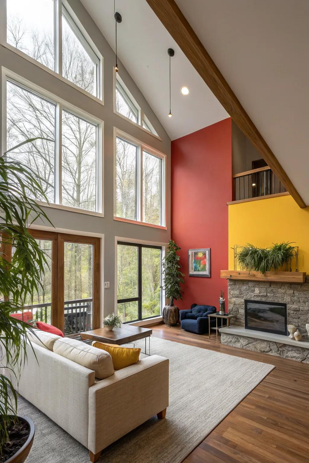 Define spaces and add interest with striking accent boards.