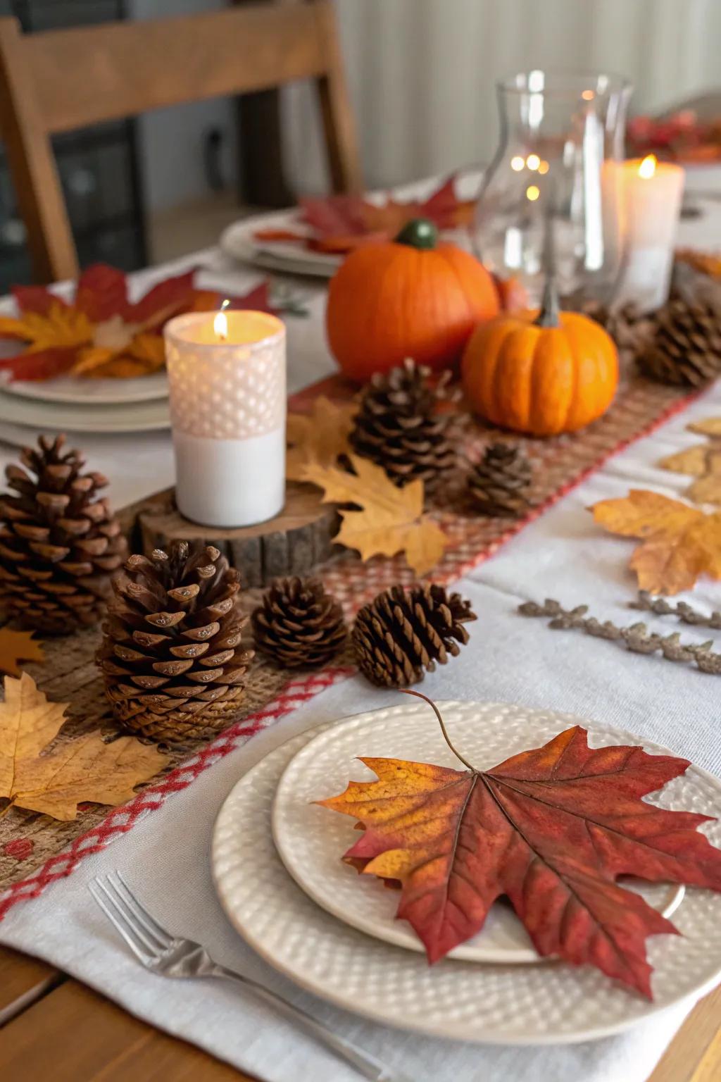 Seasonal decor keeps the tablescape fresh and relevant.