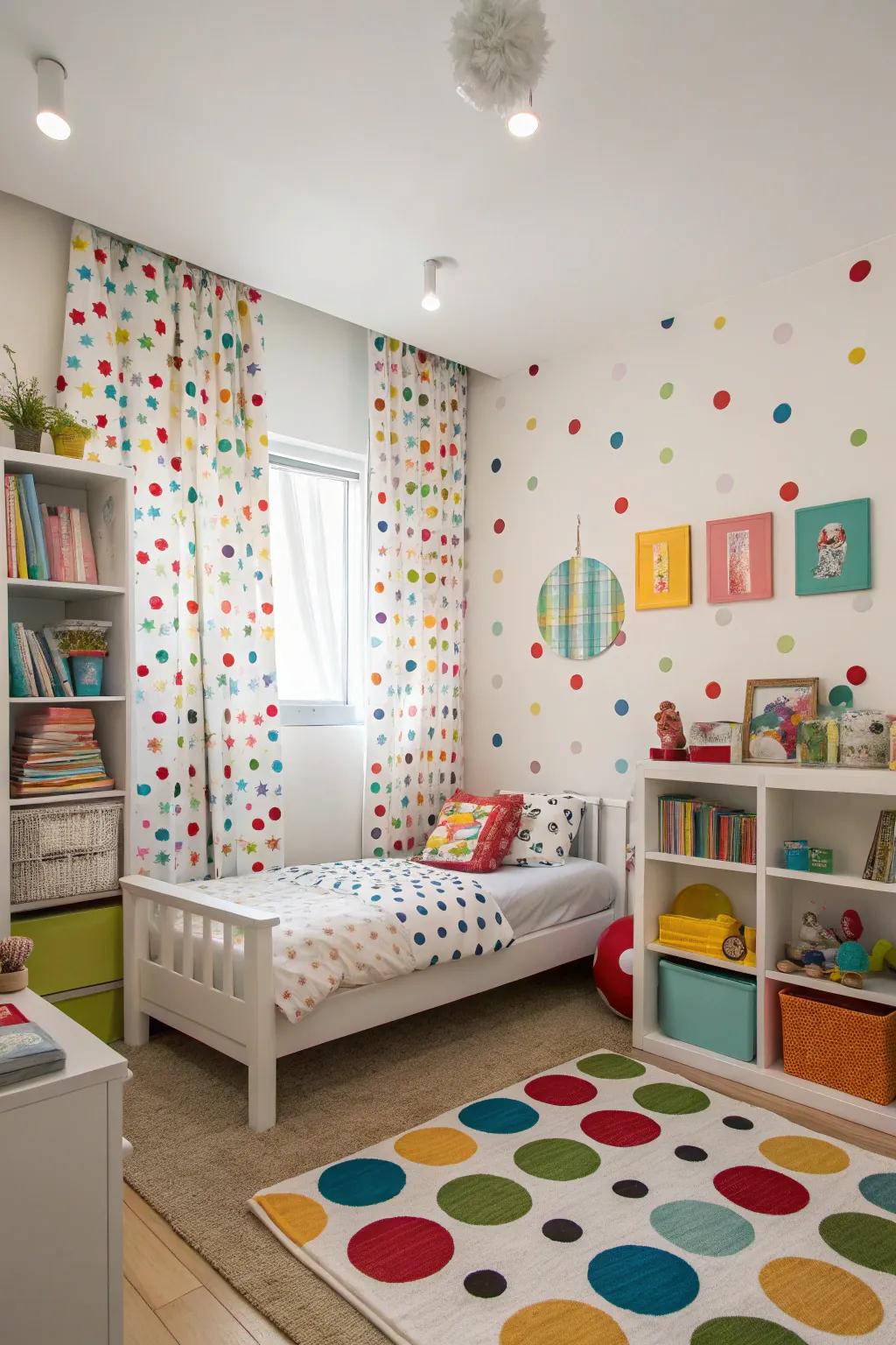Playful dots add joy and a youthful spirit.