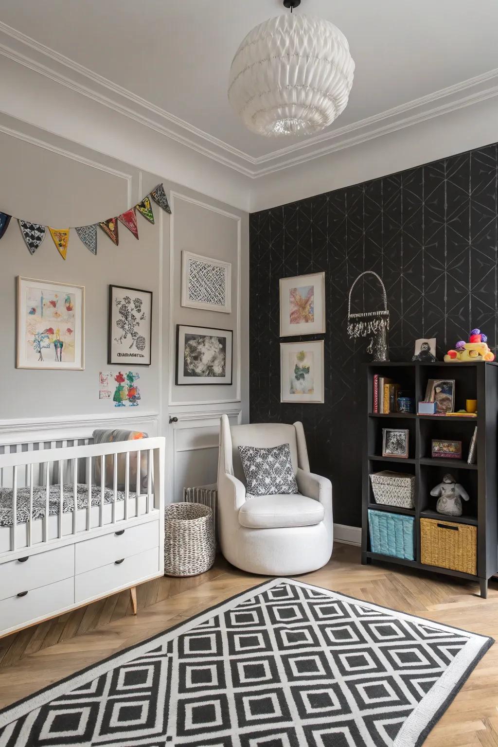 Monochrome schemes offer elegance with playful charm.