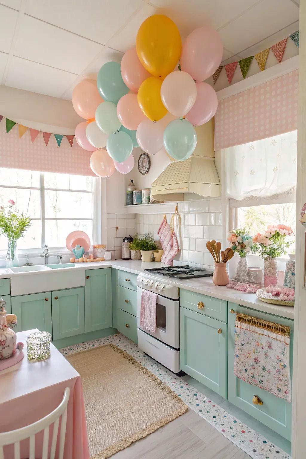 Billow shades infuse a whimsical element into kitchen d&eacute;cor.