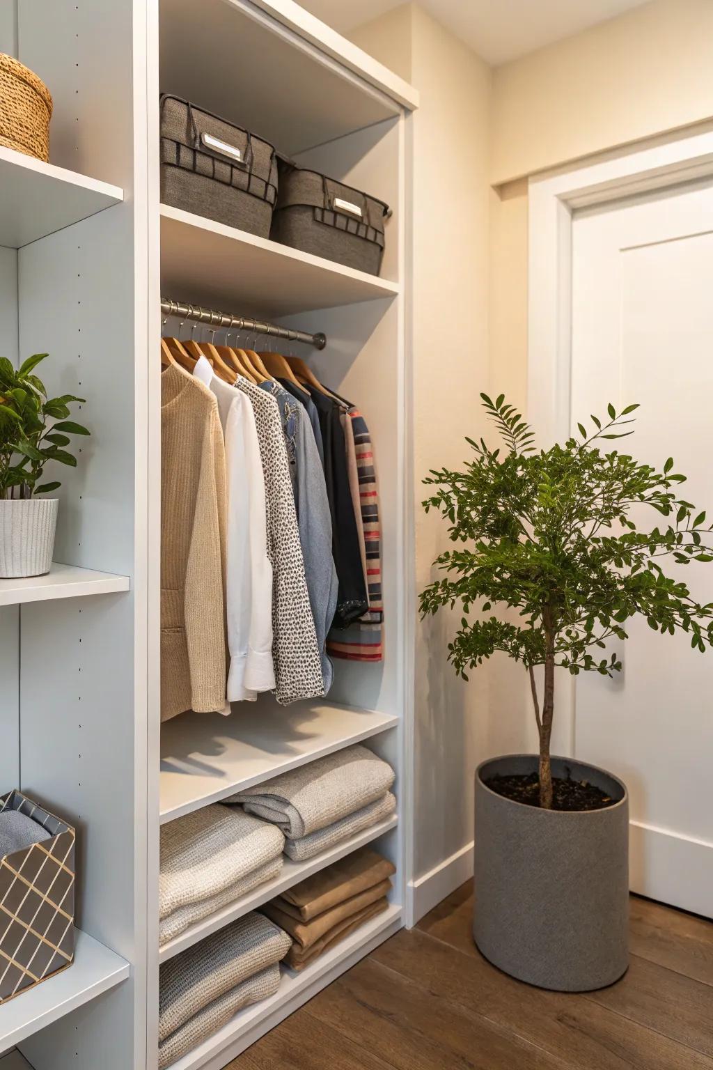 Greenery brings freshness and serenity to your closet space.