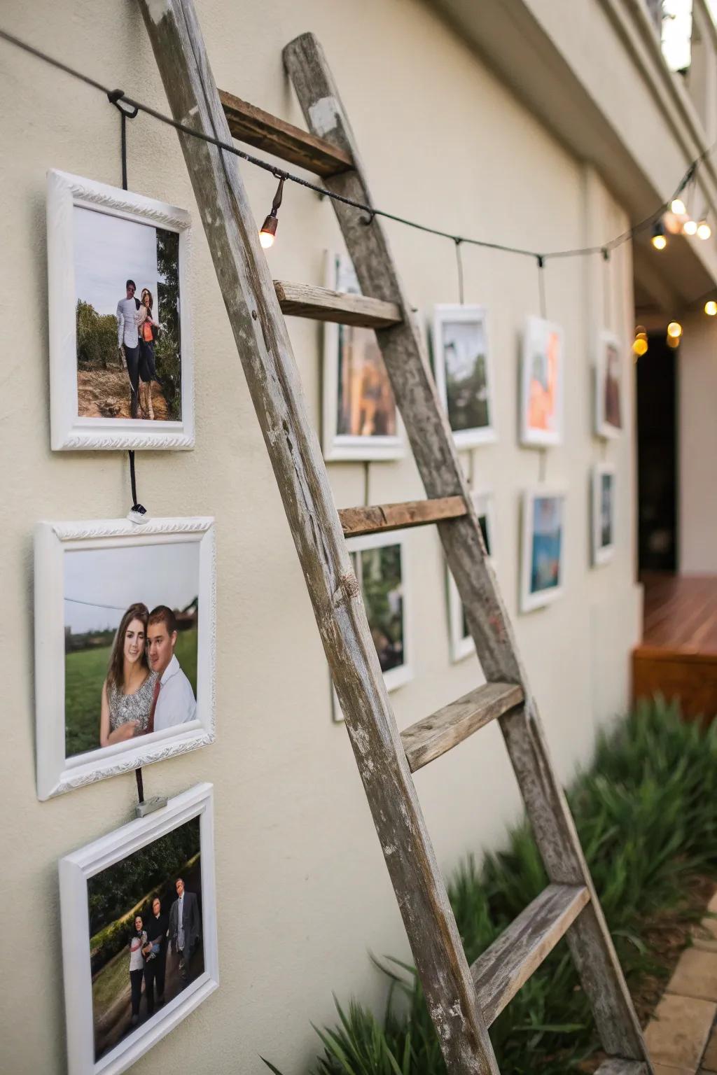 A ladder photo gallery adds a personal touch to your decor.