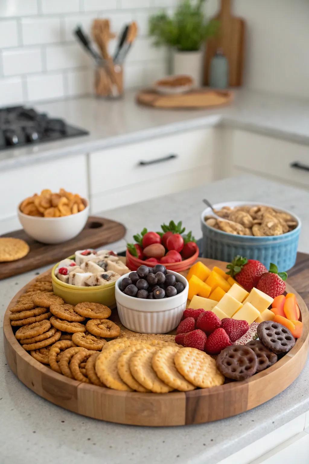 A fun and inviting snack area with a rotating tray.