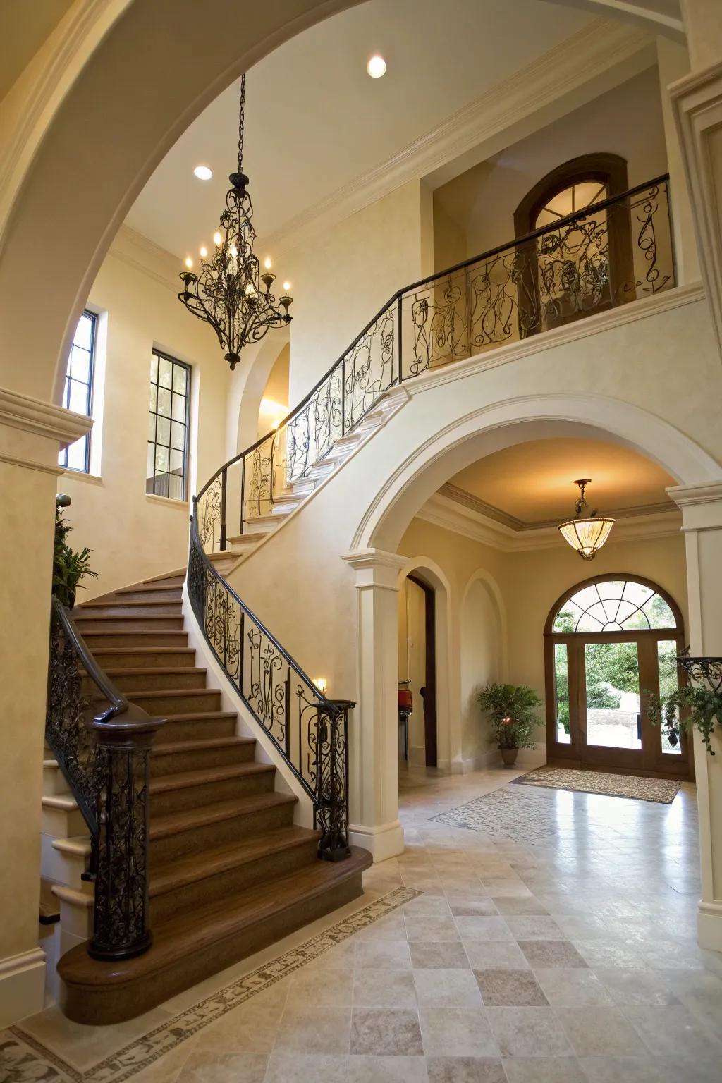 A lobby showcasing its architectural features