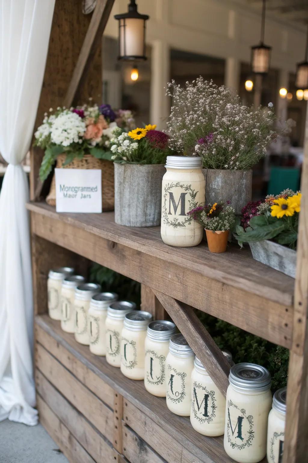 Use vintage lettered glass preserving jars to personalize your decor.