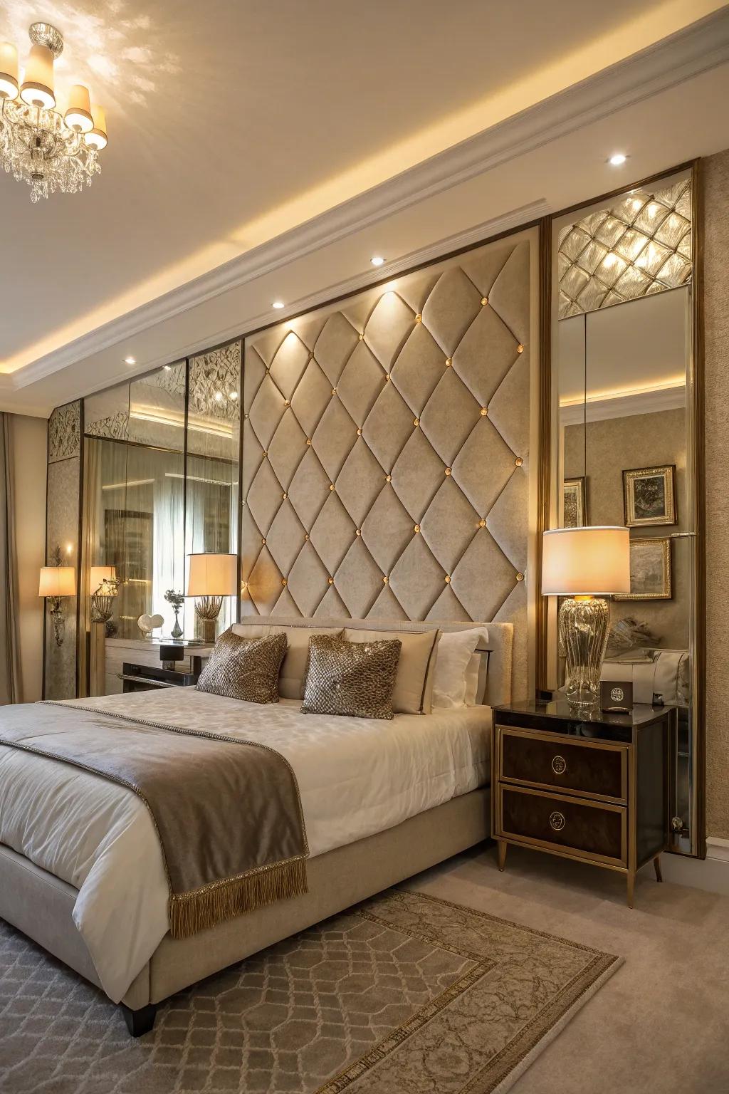 Mirrored panels help enhance the look of your headboard.